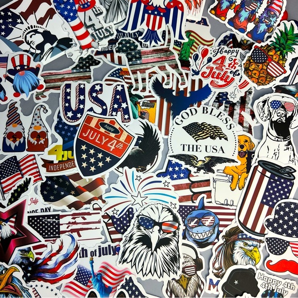 Celebrating The USA, 50 High Quality Patriotic Decal Stickers With Flags, Gnomes - Picture 16 of 16
